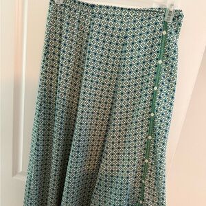 Max Studio Green Asymmetrical Midi Skirt